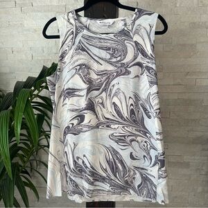 ATHLETA Zephyr Refined Blue Grey White Athletic Tank Sumi Marble Size M
